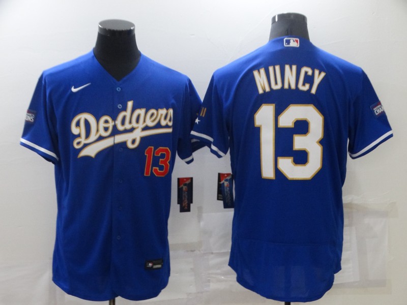 Men's Los Angeles Dodgers #13 Max Muncy Royal Blue Championship Flex Base Sttiched MLB Jersey Men's Los Angeles Dodgers #13 Max Muncy Royal Blue Championship Flex Base Sttiched MLB Jersey